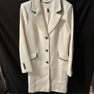 Elegant White Textured Women's Coat